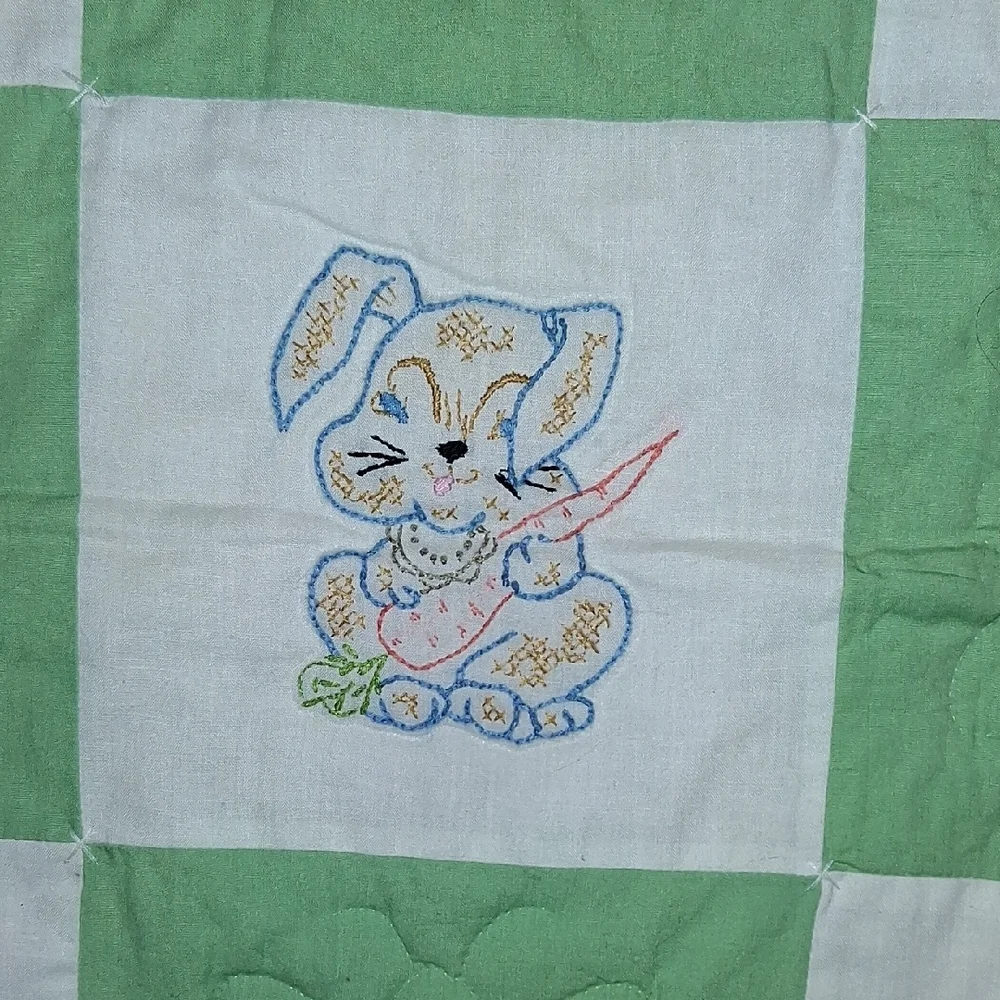 Vintage Adorable Animal Quilt with Green and Yellow